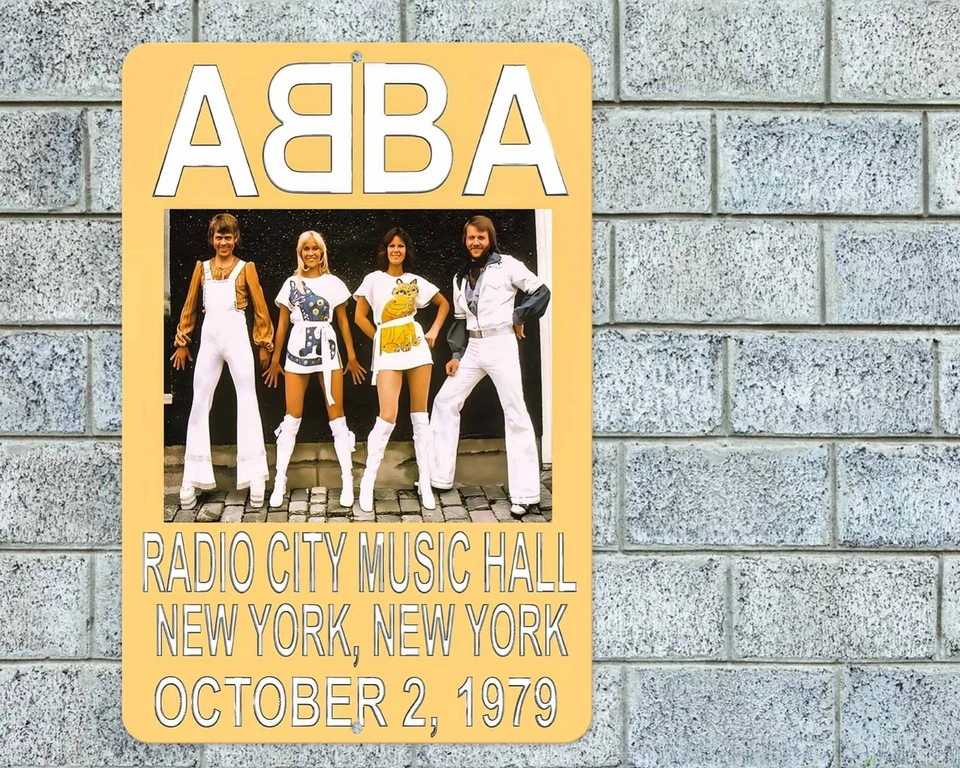 ABBA NYC 1979 Sign Aluminum Metal 8"x12" Garage Man Cave Classic Rock Concert - Image 1 of 1
