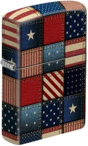 American Patchwork Quilt Stars and Stripes - Full Color Wrap Printed Zippo - Bild 1 von 3