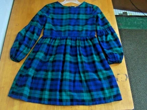 Gap Kids Girls' Green Navy Tartan Plaid Long Sleeve Dress-Sz. XL(12) - Picture 1 of 4