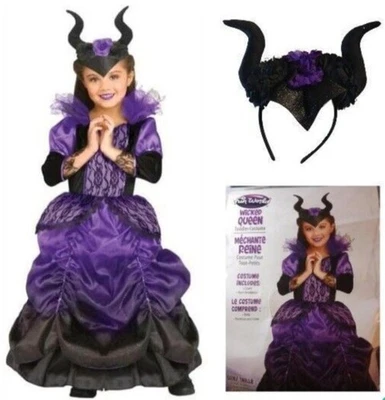 Disfraz de Halloween para niño pequeño Reina Malvada Inspirada en Maléfica Vestido Púrpura Niña 24M Foto 1 de 4