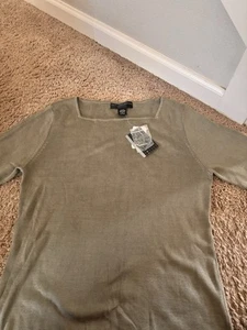 Geoffrey Beene Green Sport Blouse Three Quater Sleeve Size Large - Picture 1 of 4