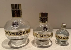 Juego De 3 Botellas De Vidrio Vacías CHAMBORD Crown Royale Licor 375/200/50 ml DE COLECCIÓN - Imagen 1 de 7