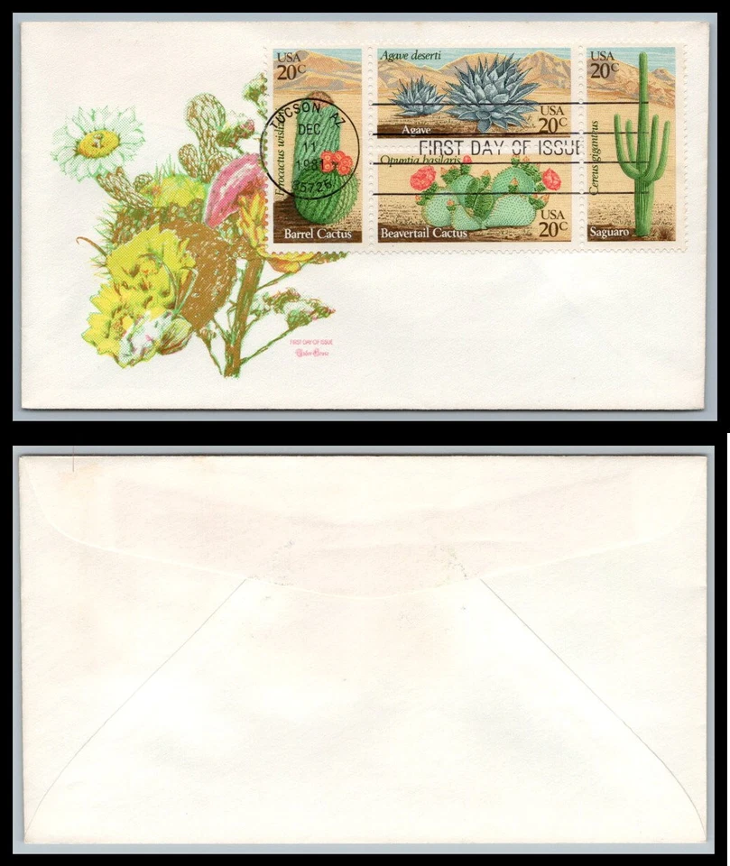 US FDC # 1942-1945 20c Desert Plants  Tudor House block  1981, 9p8602 - Image 1 of 1