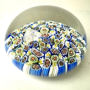 Antiker französischer Glas Briefbeschwerer Closepack Millefiore Blumen & Stempel - Bild 1 von 10