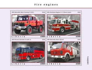 2020 Liberia FIRE ENGINES & TRUCKS Firefighting Vehicles Stamp Sheet #005 - Picture 1 of 1