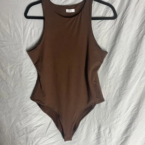 AUDENE Women's Stretch Coverage Sleeveless Bodysuit - Brown Size Large - Picture 1 of 10