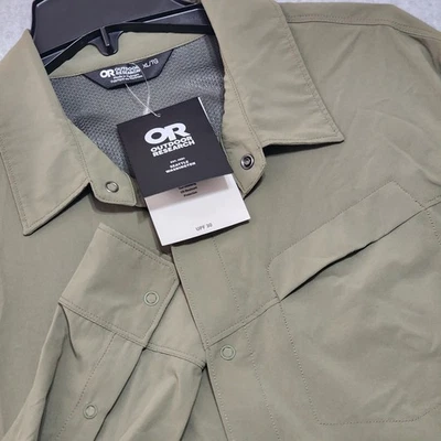 Outdoor Research Men's Astroman Button Long Sleeve UPF 30 Sun Shirt Ranger Green - Image 1 of 4