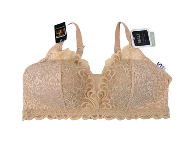 Bali Womens Beautiful You Collection Wirefree Comfort Bra 2XL NEW Beige Lace - Image 1 of 4