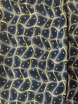 DEBBIE MUMM Fabric MMFab Inc. - Stars & Ribbons on Black 53" long x 42" wide - Image 1 of 3
