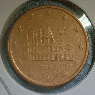 WORLD COIN SALE-2007  ITALY  5 EURO CENT-COPPER PLATED STEEL COIN-KM# 212 - Image 1 of 3
