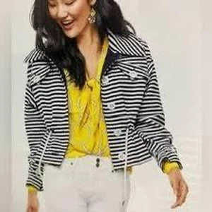 Cabi Harbor Jacket in navy and white nautical stripes Size XS - Picture 1 of 8