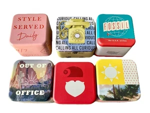 Set Of 6 Genuine Fossil Collectible Presentation Display Gift Watch Tin Boxes - Picture 1 of 3