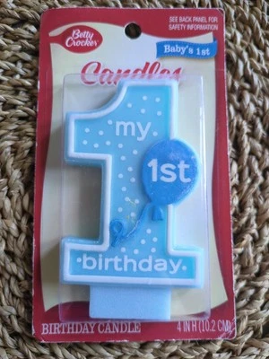 Mi Primera Vela de Pastel de Cumpleaños*NIÑO*AZUL*Decoración de Fiesta 4" de Alto*¡Nueva! Foto 1 de 2
