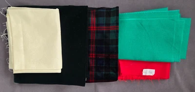 Lot of Red/Green Fabrics for Christmas Crafts Velvet/Polyester - Image 1 of 4