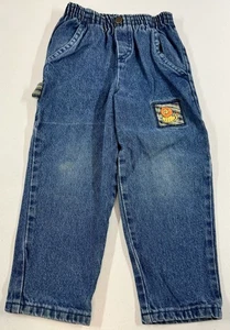 Vintage Healthtex Toddler Boys Denim Jeans Size 3T Embroidered Lion Plaid Y2K - Picture 1 of 6