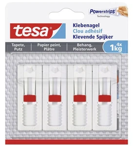 tesa Powerstrips Klebenagel für Tapete und Putz 1,0 kg 4 Nägel + 6 Strips - Bild 1 von 1