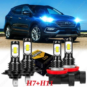 For Hyundai Santa Fe Sport 2013-2016 4pc 8000K Combo LED Headlights Hi-Low Bulbs - Picture 1 of 12