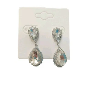 Ohrhänger Birnenschliff Zirkonia Kristalle silberfarben Hochzeit - Bild 1 von 2