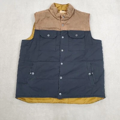 Chaleco Red Head Ranch Para Hombres Grande Negro Marrón Chaqueta A Presión Botones Forrado Occidental * Foto 1 de 4