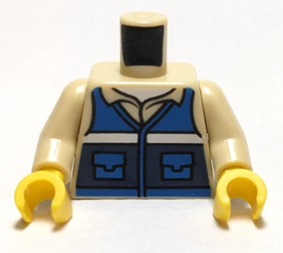 Lego - Minifigura Torso - Bronceado, Chaleco Azul, Logo de Rescate Veterinario Animal Foto 1 de 2