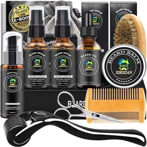 Beard Kit - Includes Beard Wash, Serum (2 Pack), Oil, Balm, Comb, Brush, Scissor - Picture 1 of 6