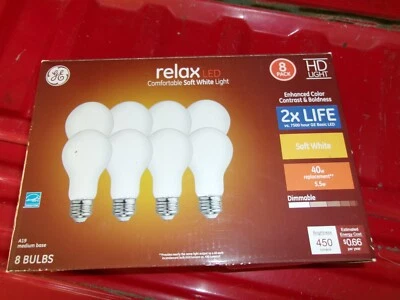 6 GE Relax Soft White HD 40W Equivalent A19 LED Bulbs + 2 Ecosmart Bulbs(same) - Image 1 of 4
