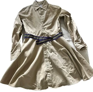 Polo Ralph Lauren Shirt-Girls Back To School Dress 14 Belted Long Sleeve Khaki - Picture 1 of 12