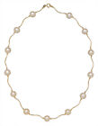 14K Real Solid Gold Natural Freshwater Pearl Station Beaded Necklace 16' 18' 20'