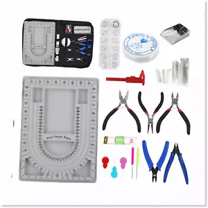 Complete Handmade DIY Jewelry Making Kit with Pliers, Bead Board, Tray, Supplies - Picture 1 of 7