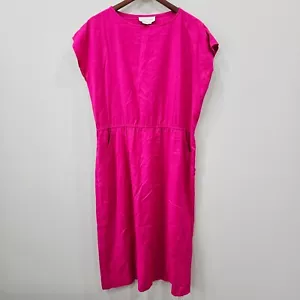 Vintage Silk Studio Womens 100% Silk Belted Dress Size 14 Pink Cocktail Vibrant - Picture 1 of 11