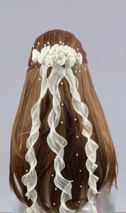 Tocado adornos para el cabello crema marfil beige diadema corona para el cabello vestido de comunión - Imagen 1 de 1