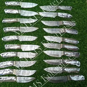 LOT OF 20 8 INCH HANDMADE DAMASCUS STEEL SKINNER KNIFE BLANK BLADE KNIFE cv - Picture 1 of 5