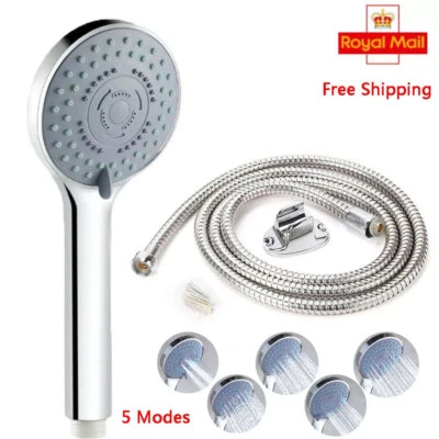 Shower Head And Hose Set Universal High Pressure Chrome Water Saving Bath Mode