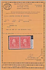 US Stamp 492 MNH XF/S 2c Washington coil pair with PF Cert ZAYIX 1024M_MAR023 - Picture 1 of 2