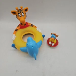 2 Vintage 1997 Toys R Us Geoffrey Giraffe Bath Time Toys Floaters Dolphin  - Picture 1 of 6