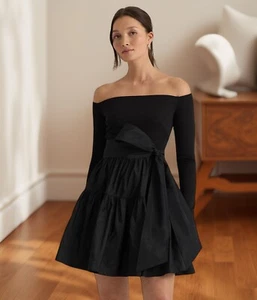 Lauren Ralph Lauren Damen Fit & Flare Cocktailkleid mit Gürtel schwarz Größe 10 neu mit Etikett - Bild 1 von 2