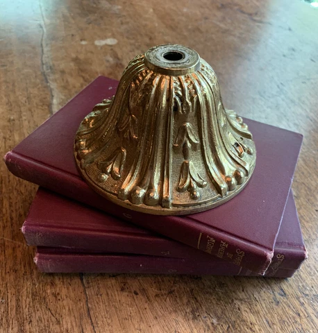 Antique, French Bronze / Brass Chandelier Crown / Cap Medallion Part Cover