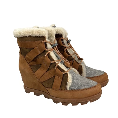 Botas acogedoras Sorel Joan Of Arctic Wedge II para mujer talla 9,5 marrón camel usadas en excelente estado Foto 1 de 4
