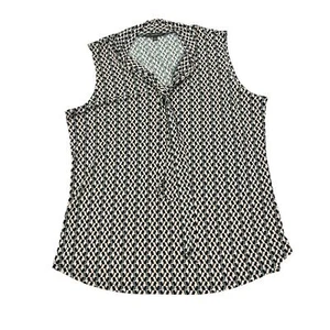 Adrianna Papell Geometric Tie Blouse Top Sleeveless Women's Size Large - Picture 1 of 8