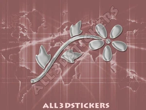 Adesivo Resinato Effetto 3D Fiore - Colore Argento 110x70 mm. - Bild 1 von 1