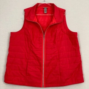Catherines Red Lightweight Pockets Sleeveless Puffer Vest 3X Winter Comfy - Picture 1 of 9