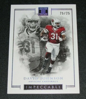 2016 Panini Impeccable DAVID JOHNSON #3 Silver Foil/25 CARDINALS Northern Iowa - Image 1 of 2