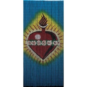 Bamboo Beaded Curtain Hand Painted- Sacred Heart - Picture 1 of 2