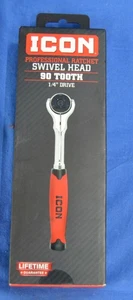ICON PROFESSIONAL RATCHET SWIVEL HEAD 90 TOOTH 1/4'' DRIVE 64694 NEW - Picture 1 of 2