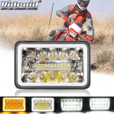 Светодиодная фара для мотоцикла 4x6 дюймов высокая/низкая для Honda XR250 XR250L XR650L XR650R - Изображение 1 из 4