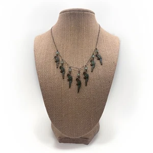 Vintage Pididdly Links Parrot Choker Necklace 1980s Brass Glass Beads 15” - Picture 1 of 14