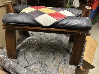 Kamelhocker Hocker Leder Holz Fusshocker Sitzhocker - Bild 1 von 4