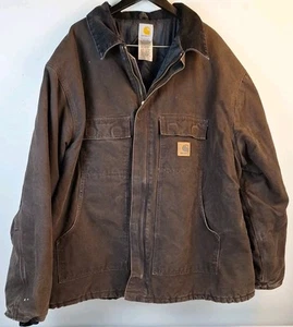 VTG Carhartt Jacket Men's 4XL C26 DKB “Dark Brown” Distressed Arctic Quilt Coat - Picture 1 of 24