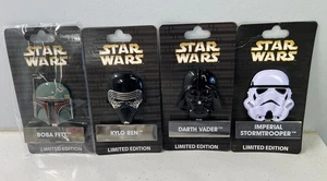 Disney Star Wars 2018 WDW Helmet Pins- BOBA FETT, DARTH VADER, KYLO REN, STORMTR - Picture 1 of 7