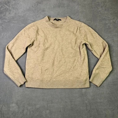 Uniqlo Sweater Womens S Beige 100% Cashmere Crewneck Cropped Pullover Soft Knit - Image 1 of 4